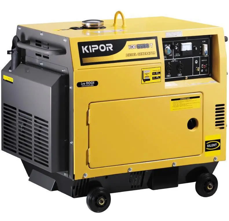 Generador eléctrico diésel Kipor 6 kVA trifásico 380V cabinado